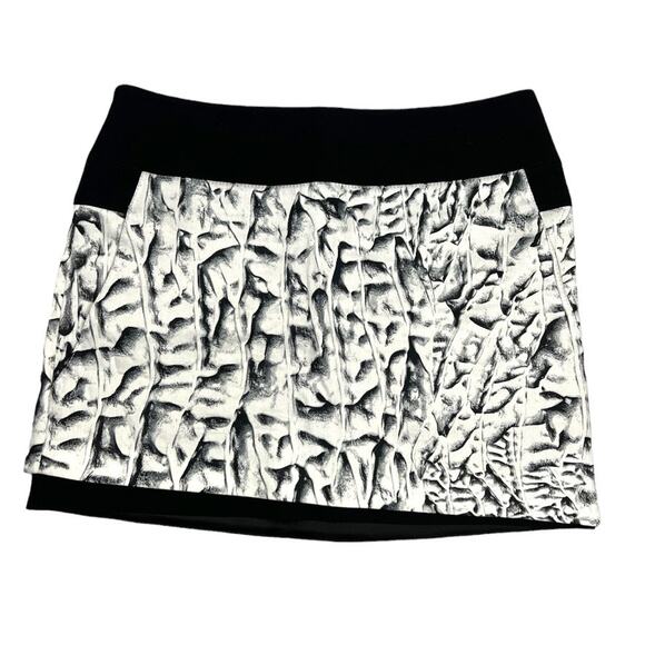 Helmut Lang Skirt Strata Print Pockets White Black Linen Blend Mini Women's 8 - Picture 3 of 12